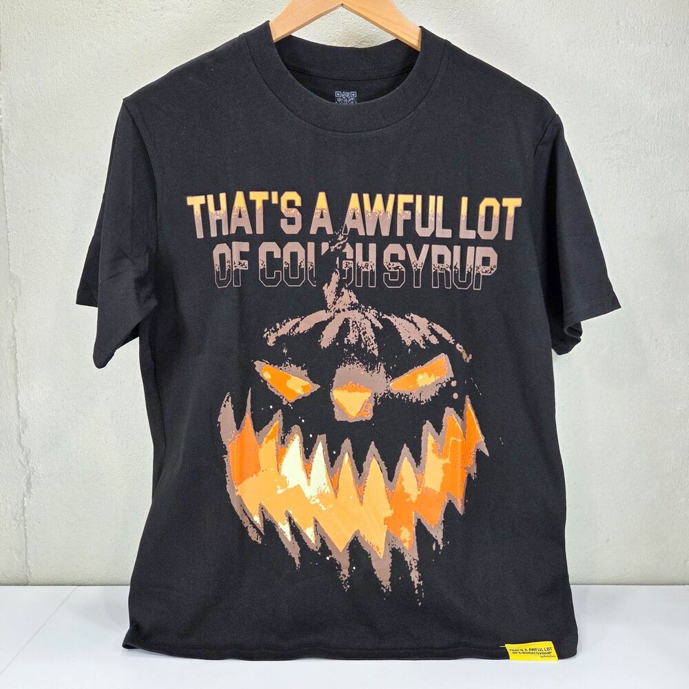 Awful Lot Of Cough Syrup Halloween Heavyweight Oversized Tee Black Sz M